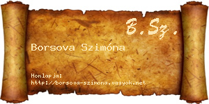 Borsova Szimóna névjegykártya